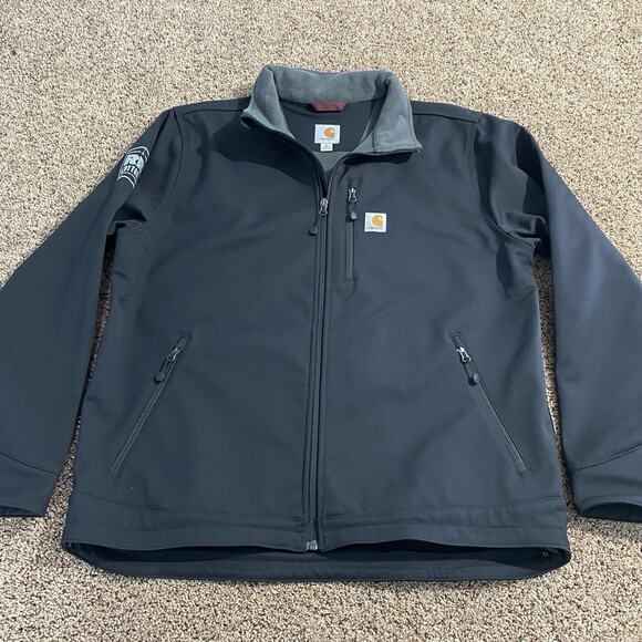 Carhartt Mens Sz XL Rain Defender Relaxed Fit Black Softshell Jacket Outdoors